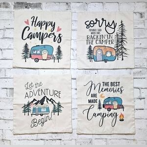 Set of 4 Camper Decor Throw Pillow Covers ~ NWOT